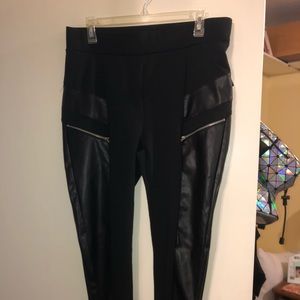 Black leggings with faux leather and zippers!
